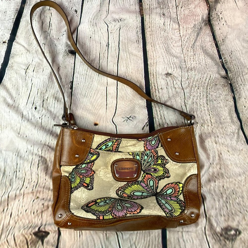 Jaclyn Smith Multicolored Butterfly Design Shoulder Bag